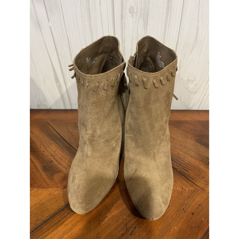 MIA Ankle Booties Suede Leather Beige Women Suede Boots Brown Size 9